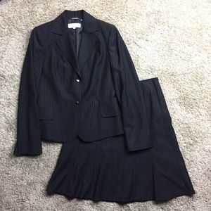 Calvin Klein Black Pinstripe Blazer & Skirt Set